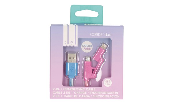 USB to Micro/Lightning Cable Blue/Pink