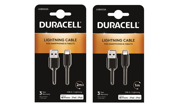 Duracell 1m+2m USB-A to Lightning Cable